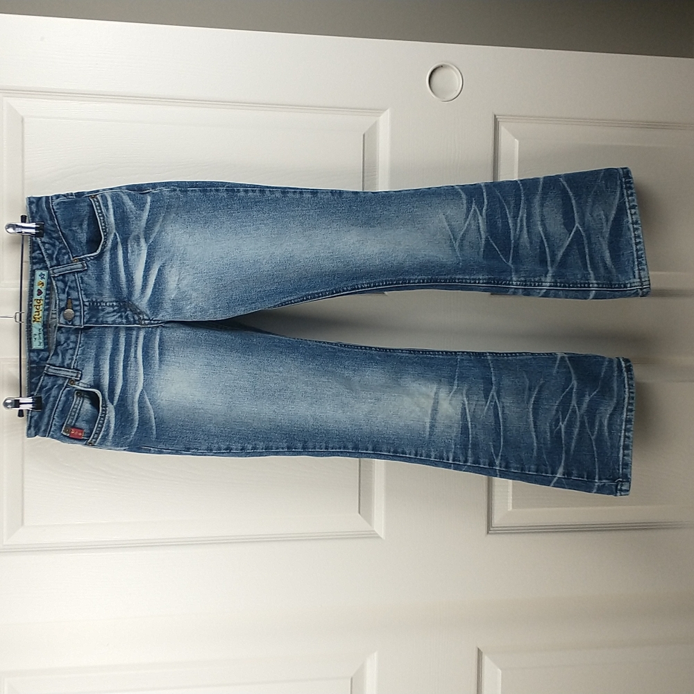 Vintage Y2K Mudd Low Rise Flare Jeans Juniors 5 Medium Wash 100% Cotton